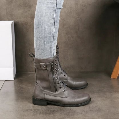 Imogen | Women's Lace-Up Mid Calf Combat Boots