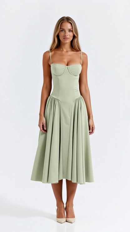 Lucy | Women's Sweetheart Flared Midi Dress