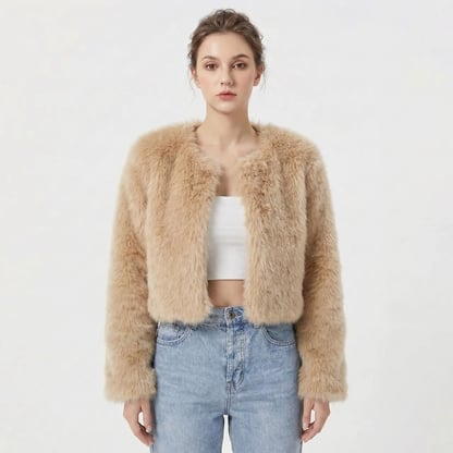 Lindsay | Women's Luxe Cropped Faux Fur Jacket