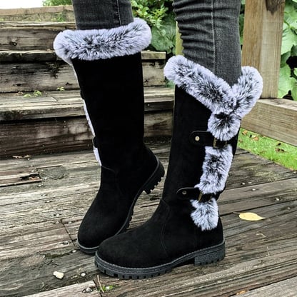 Evie | Women's Buckled Faux Fur Knee High Boots