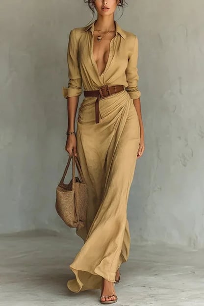 Georgia | Women's Belted Wrap Maxi Wedding Guest Dress