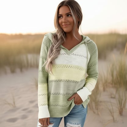 Poppy | Women's Hooded Striped Knit Sweater