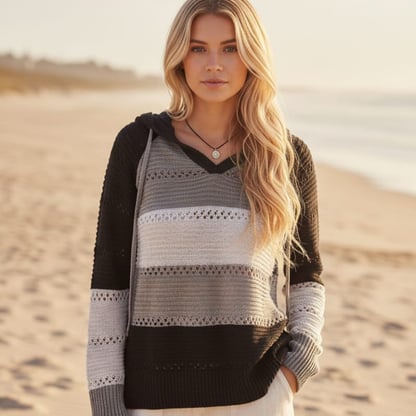 Poppy | Women's Hooded Striped Knit Sweater