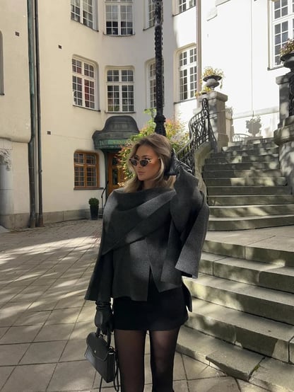 Victoria | Women's Oversized Winter Coat with Asymmetric Wrap