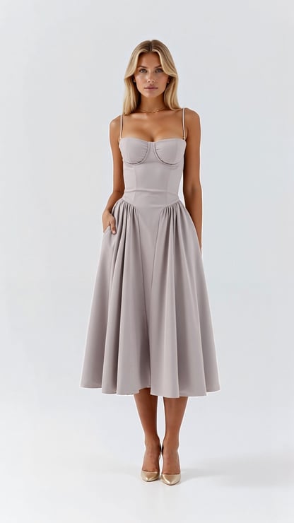 Lucy | Women's Sweetheart Flared Midi Dress