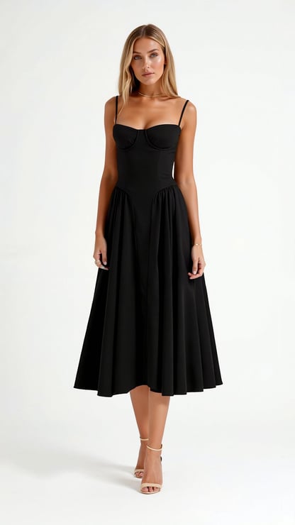 Lucy | Women's Sweetheart Flared Midi Dress