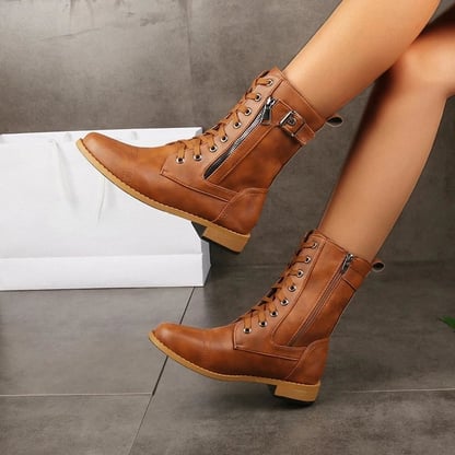 Imogen | Women's Lace-Up Mid Calf Combat Boots