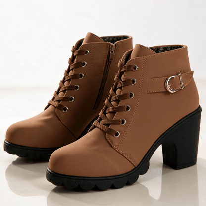 Natasha | Women's Lace-Up Block Heel Ankle Boots