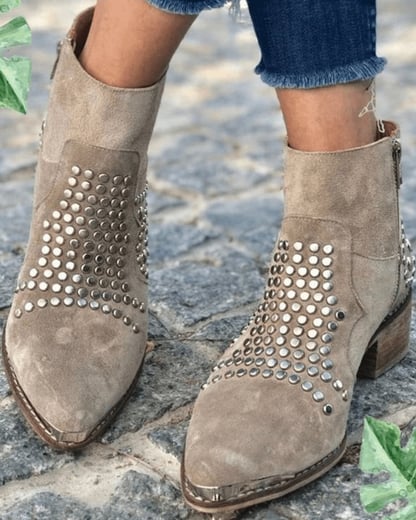 Poppy | Women's Studded Pointed Toe Ankle Boots