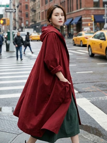 Emma | Women's Oversized Long Coat with Hood
