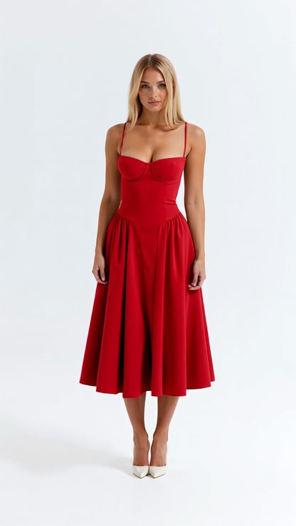 Lucy | Women's Sweetheart Flared Midi Dress