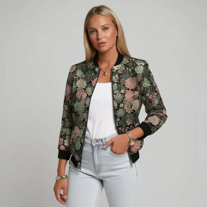 Isla | Women's Printed Zip-Up Bomber Jacket