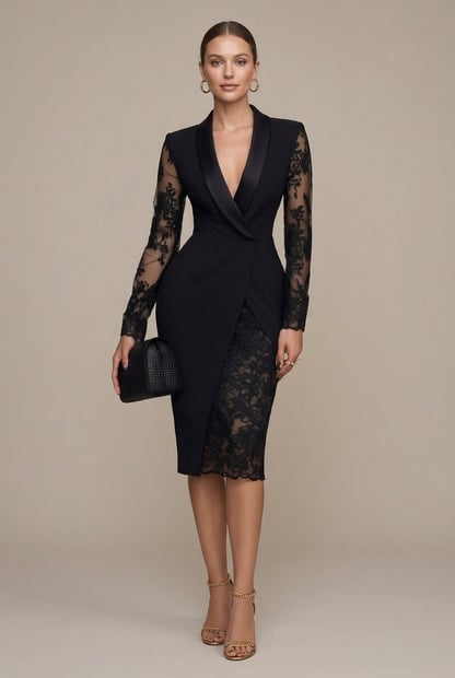 Frances | Women's Structured Lace Midi Cocktail Dress
