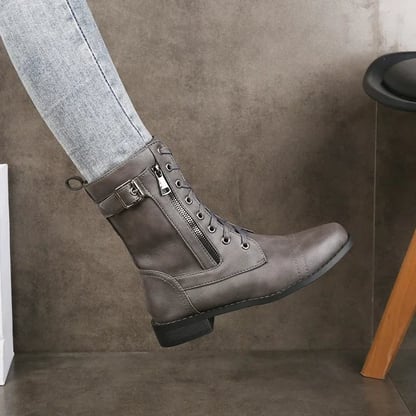 Imogen | Women's Lace-Up Mid Calf Combat Boots