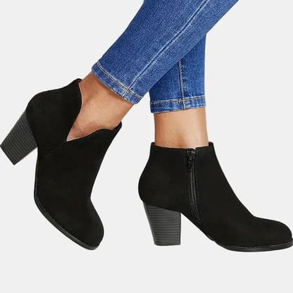Sharon | Women's Zippered Suede Heeled Ankle Boots