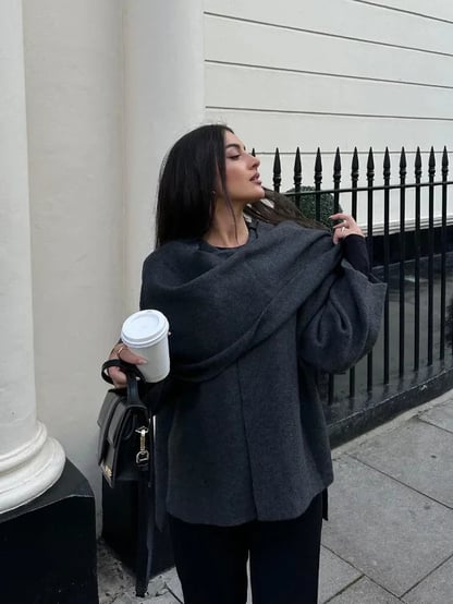Victoria | Women's Oversized Winter Coat with Asymmetric Wrap