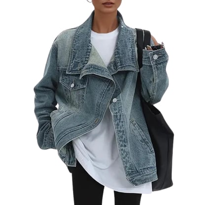 Skye | Women's Oversized Denim Jacket with High Collar