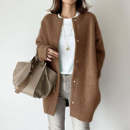 Fiona | Women's Button-Front Wool Long Cardigan