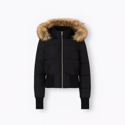 Sophie | Women's Cropped Puffer Jacket with Fur Hood