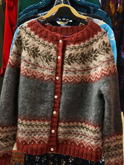 Joanne | Women's Patterned Button-Front Cardigan