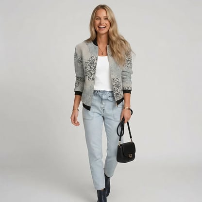 Isla | Women's Printed Zip-Up Bomber Jacket