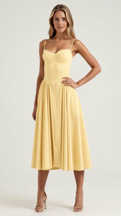 Lucy | Women's Sweetheart Flared Midi Dress
