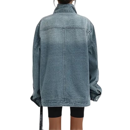 Skye | Women's Oversized Denim Jacket with High Collar