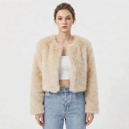 Lindsay | Women's Luxe Cropped Faux Fur Jacket