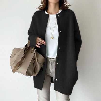 Fiona | Women's Button-Front Wool Long Cardigan