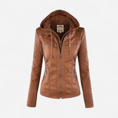 Summer | Women's Hooded Zip-Up Leather Jacket