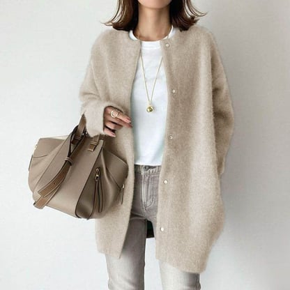 Fiona | Women's Button-Front Wool Long Cardigan