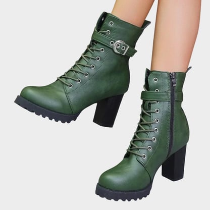 Fenella | Women's Lace-Up Heeled Combat Boots