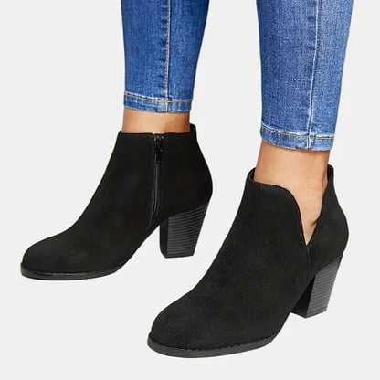 Sharon | Women's Zippered Suede Heeled Ankle Boots