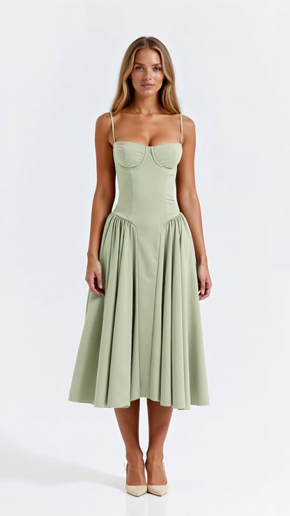 Lucy | Women's Sweetheart Flared Midi Dress