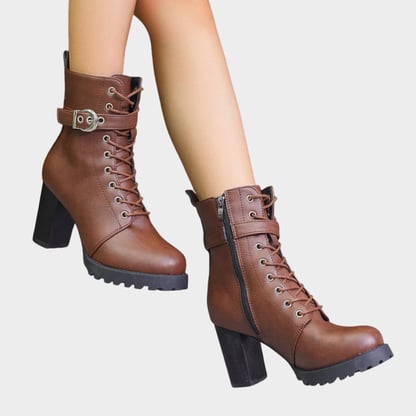 Fenella | Women's Lace-Up Heeled Combat Boots