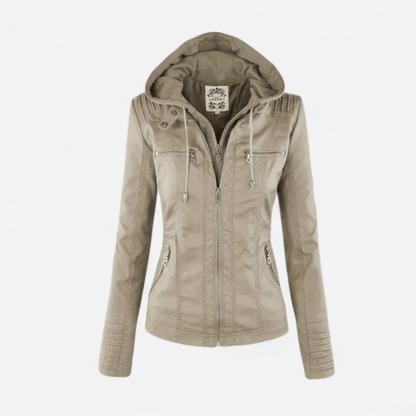 Summer | Women's Hooded Zip-Up Leather Jacket