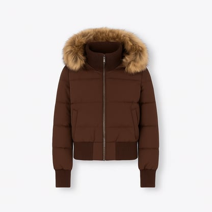 Sophie | Women's Cropped Puffer Jacket with Fur Hood