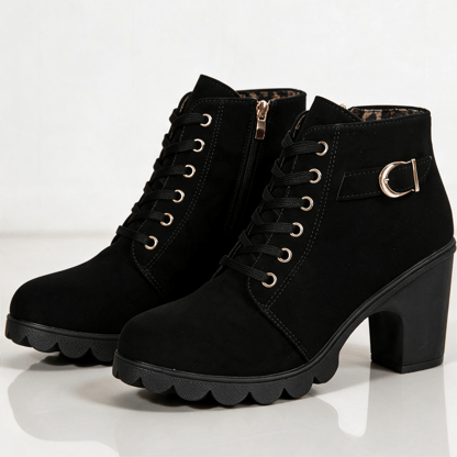 Natasha | Women's Lace-Up Block Heel Ankle Boots