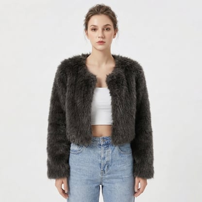 Lindsay | Women's Luxe Cropped Faux Fur Jacket