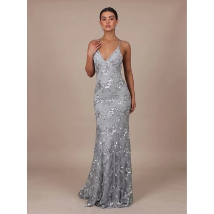 Deborah | Women's Sequined Backless Maxi Evening Dress