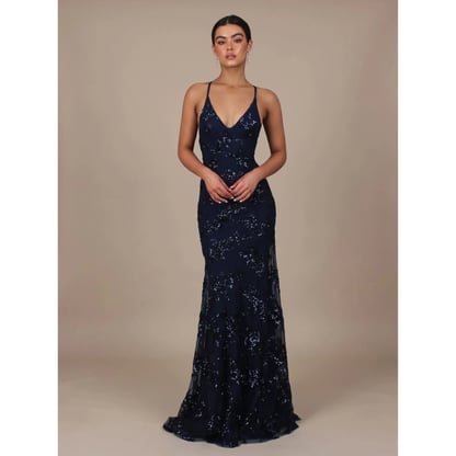Deborah | Women's Sequined Backless Maxi Evening Dress