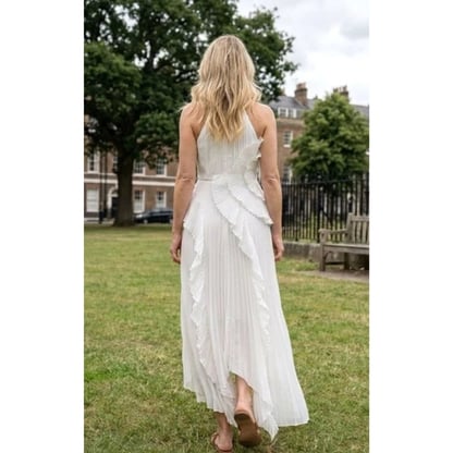 Christine | Women's Elegant Pleated Halter Maxi Dress