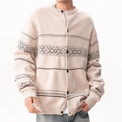 Colin | Men's Geometric Christmas Sweater Cardigan with Buttons