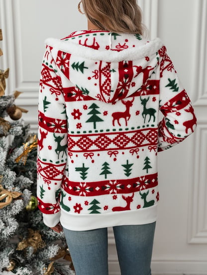 Alice | Women's Festive Hooded Zip Cardigan Christmas Sweater
