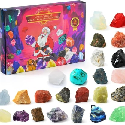 Christmas 24-day Advent Calendar with gemstones Festive Natural Stone Collection