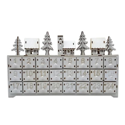 Advent Calendar Illuminated Wooden Compartment Decoration