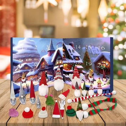 Christmas 24-day Advent Calendar with gnomes Festive Wooden Display