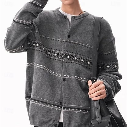 Colin | Men's Geometric Christmas Sweater Cardigan with Buttons