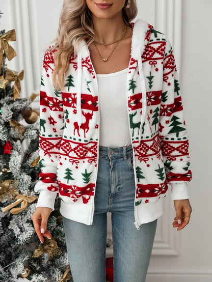 Alice | Women's Festive Hooded Zip Cardigan Christmas Sweater
