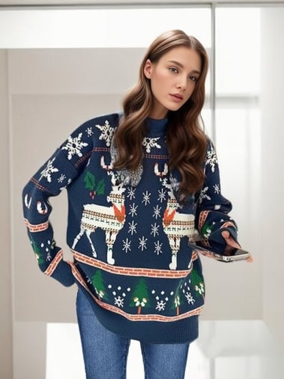Ruby | Women's Cozy Knitted Turtleneck Christmas Sweater